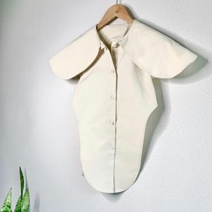 Backless Button-Down Cream Top. (Size M-L)